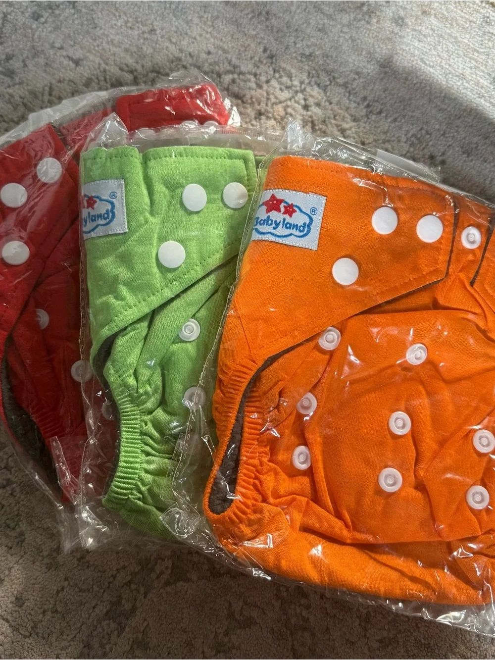 SET Of 7 Reusable Cloth Diaper Set - Pink, Green, Orange and 2 reusable swim